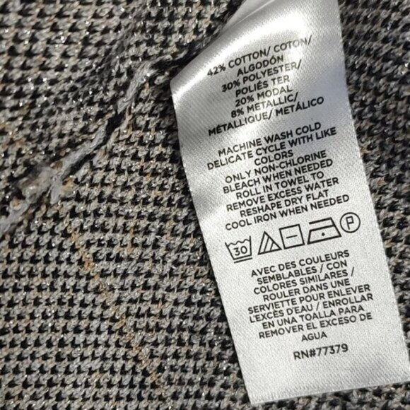 Ann taylor Houndstooth  Sweater XXL Black Gold Shimmer Jacquard Metallic NEW - Picture 12 of 13